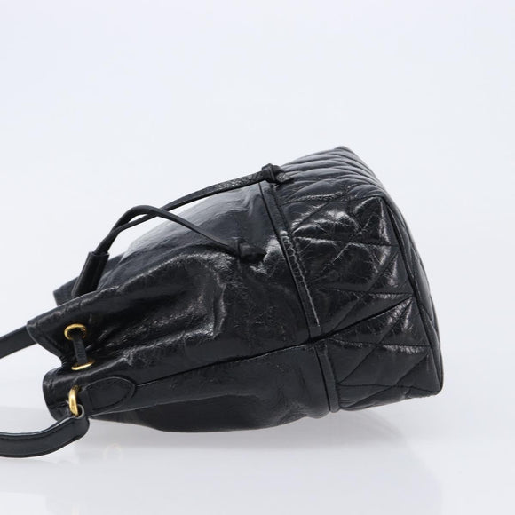 Miu Miu Shoulder Bag Leather Black Gold Auth mr3332