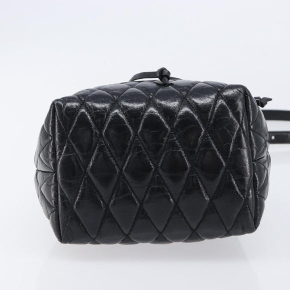 Miu Miu Shoulder Bag Leather Black Gold Auth mr3332