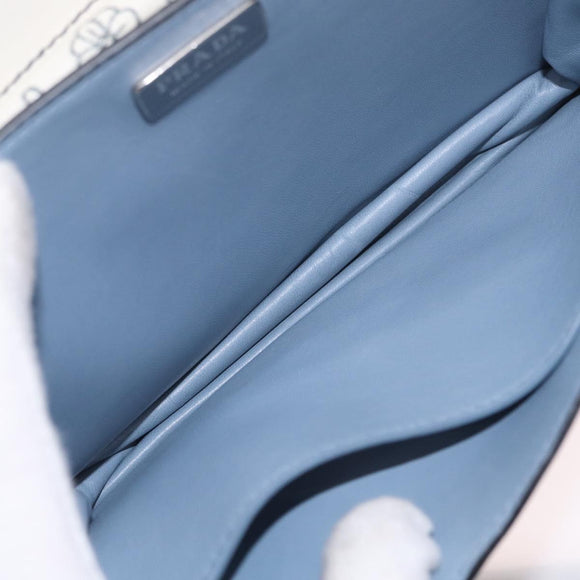 PRADA Kaye Shoulder Bag Leather White Silver Auth mr3336V