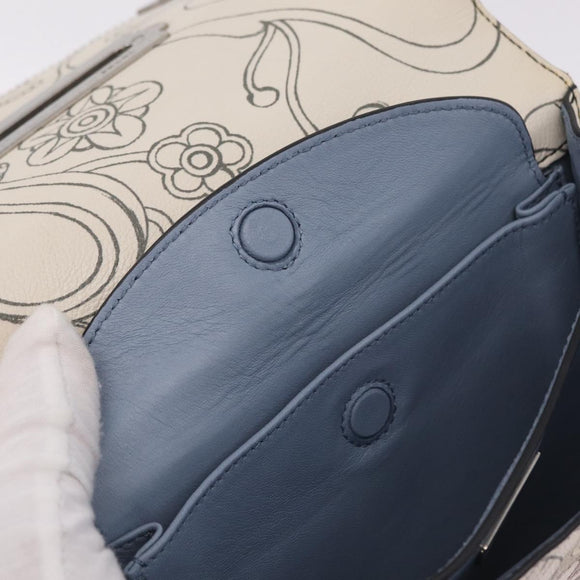 PRADA Kaye Shoulder Bag Leather White Silver Auth mr3336V