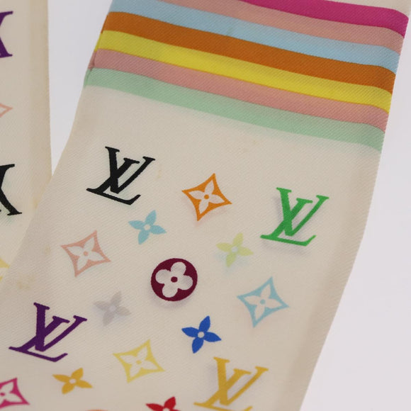 LOUIS VUITTON Monogram Multicolor Bando Scarf Silk White LV Auth mr3337A