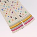 LOUIS VUITTON Monogram Multicolor Bando Scarf Silk White LV Auth mr3337A-3