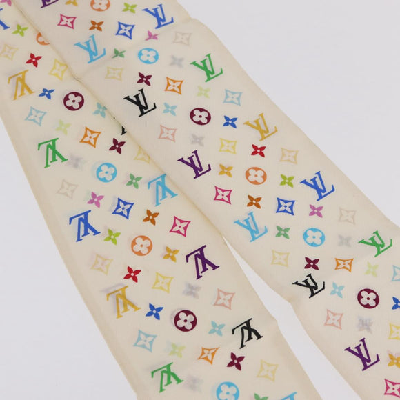 LOUIS VUITTON Monogram Multicolor Bando Scarf Silk White LV Auth mr3337A
