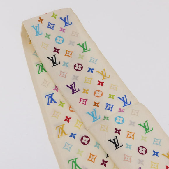 LOUIS VUITTON Monogram Multicolor Bando Scarf Silk White LV Auth mr3337A