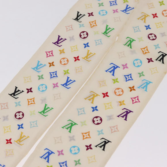 LOUIS VUITTON Monogram Multicolor Bando Scarf Silk White LV Auth mr3337A