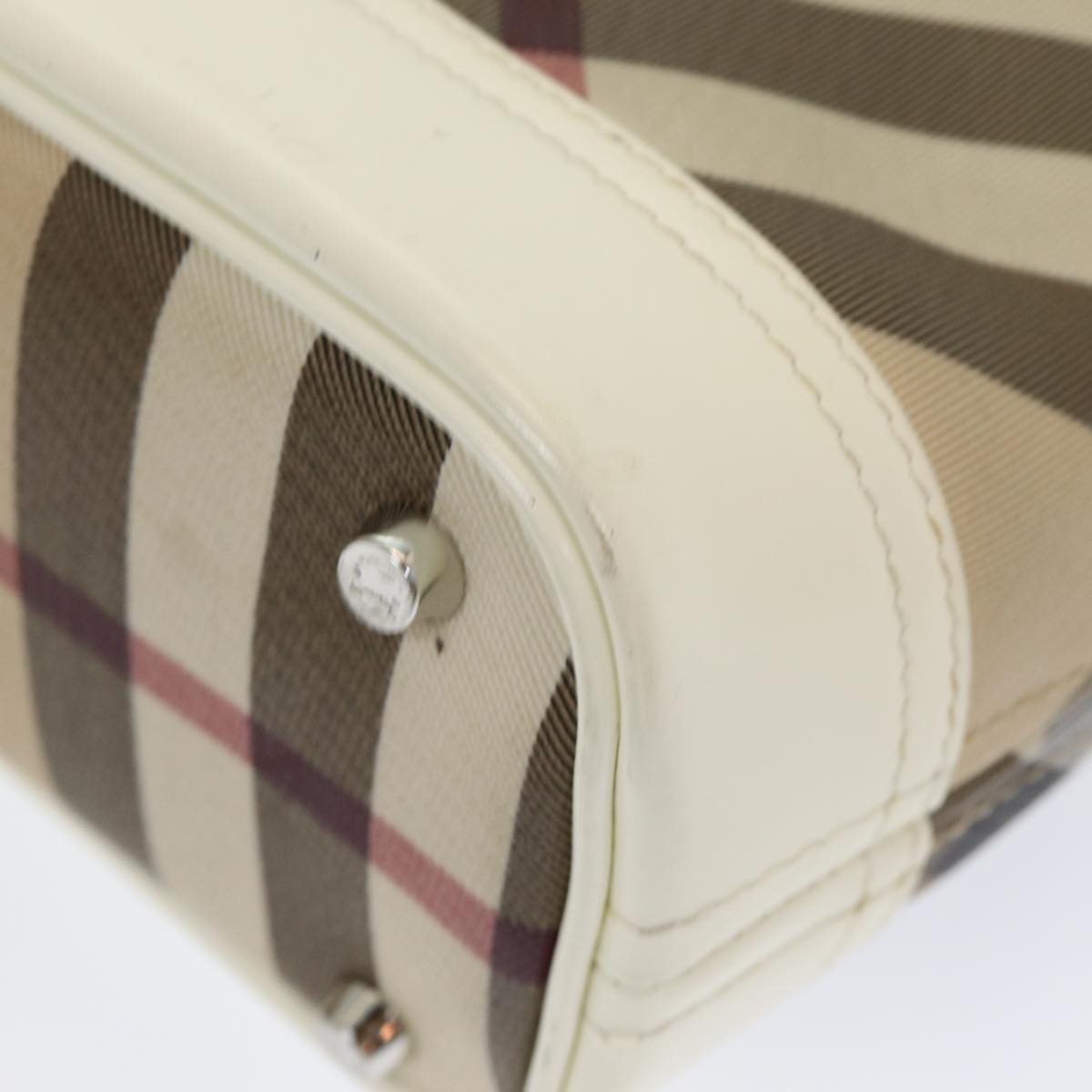 BURBERRY Nova Check Shoulder Bag PVC Beige Auth mr351