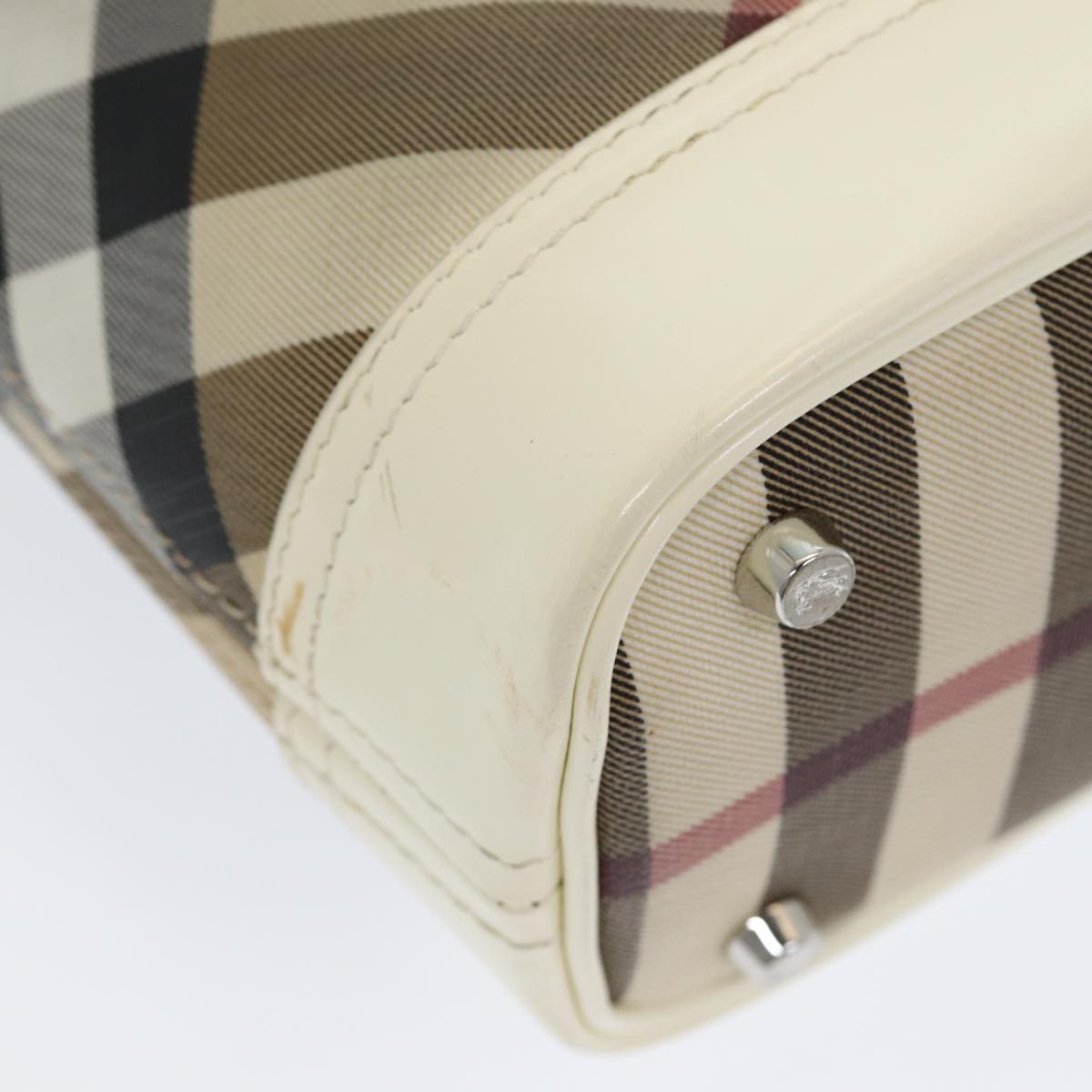 BURBERRY Nova Check Shoulder Bag PVC Beige Auth mr351