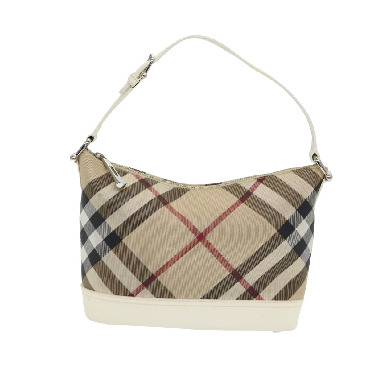 BURBERRY Nova Check Shoulder Bag PVC Beige Auth mr351