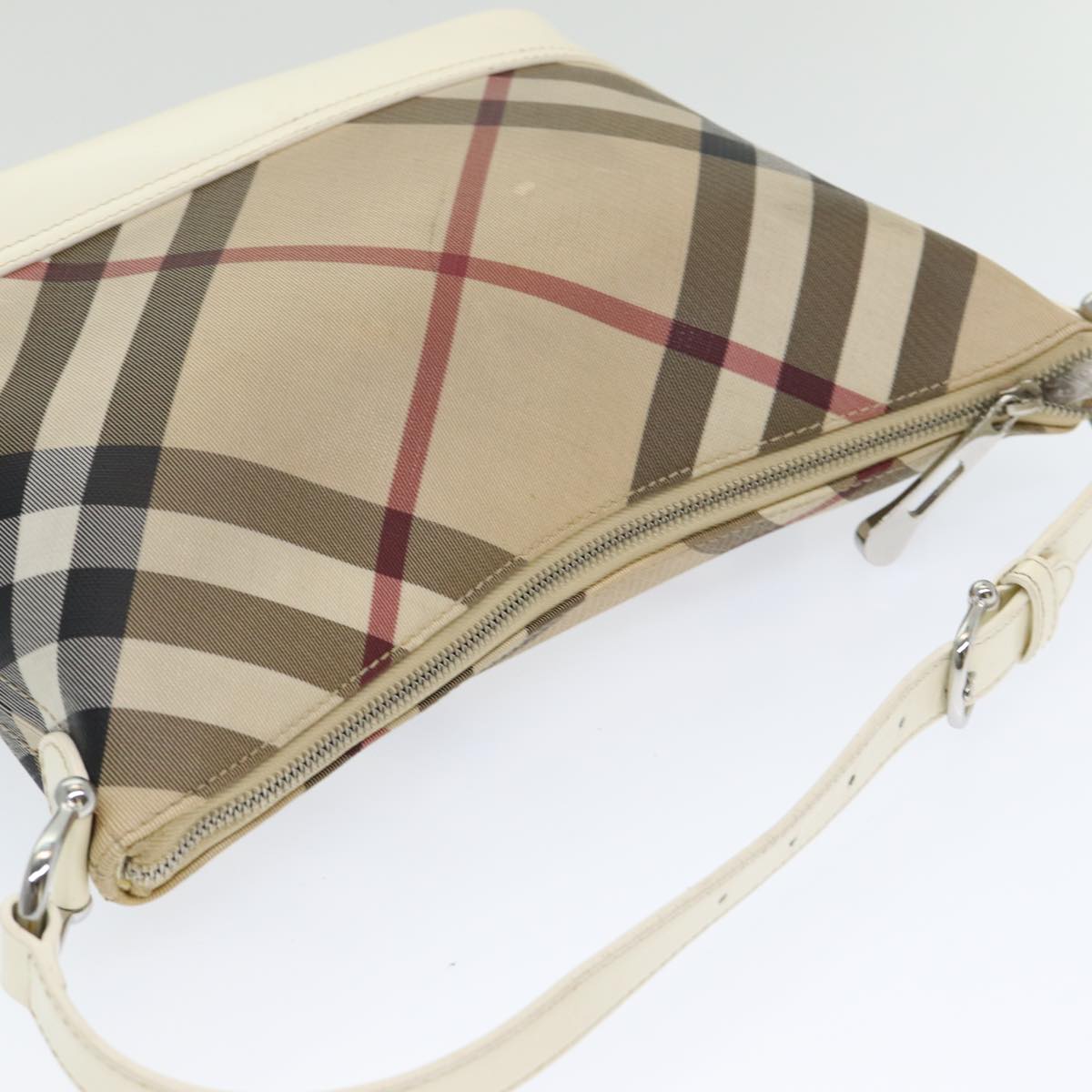 BURBERRY Nova Check Shoulder Bag PVC Beige Auth mr351