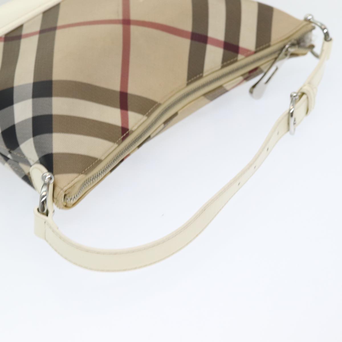 BURBERRY Nova Check Shoulder Bag PVC Beige Auth mr351