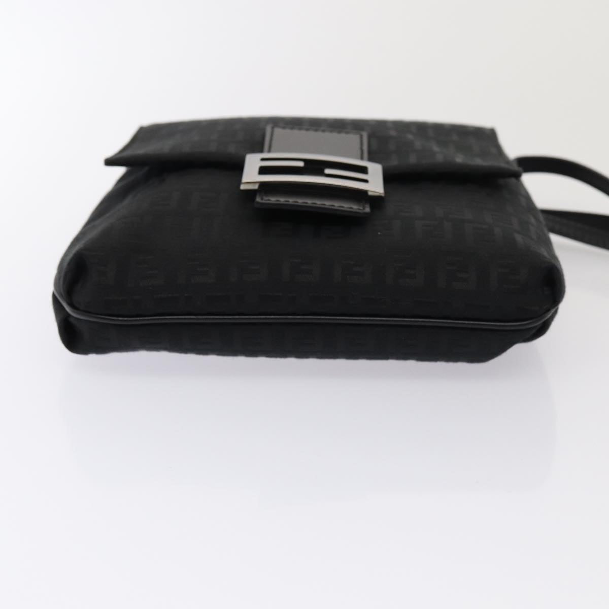 FENDI Zucchino Canvas Mamma Shoulder Bag Black Auth mr359