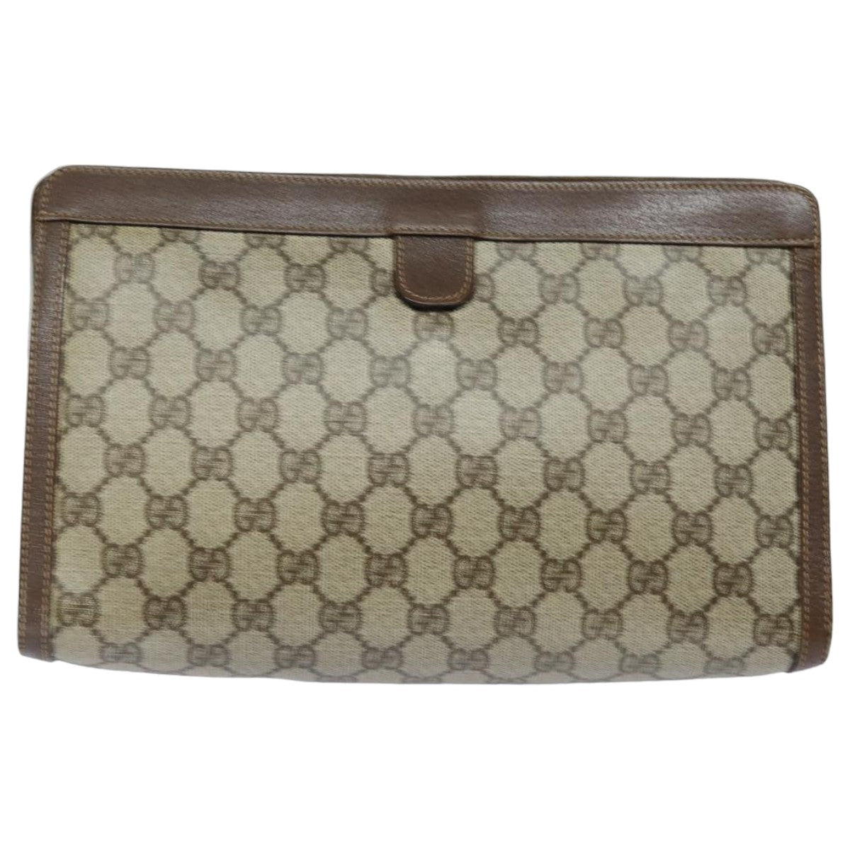 GUCCI GG Supreme Web Sherry Line Clutch Bag PVC Beige Red 156 01 033 Auth mr361 - 0