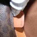 CELINE Macadam Canvas Boston Bag PVC Leather Brown Auth mr364-12