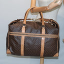 CELINE Macadam Canvas Boston Bag PVC Leather Brown Auth mr364-27