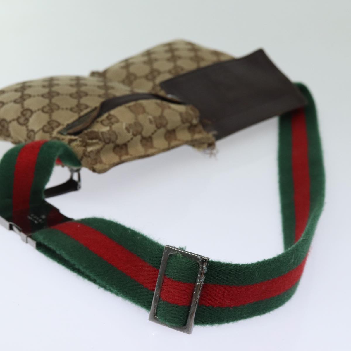 GUCCI GG Canvas Web Sherry Line Waist bag Beige 28566 Auth mr366