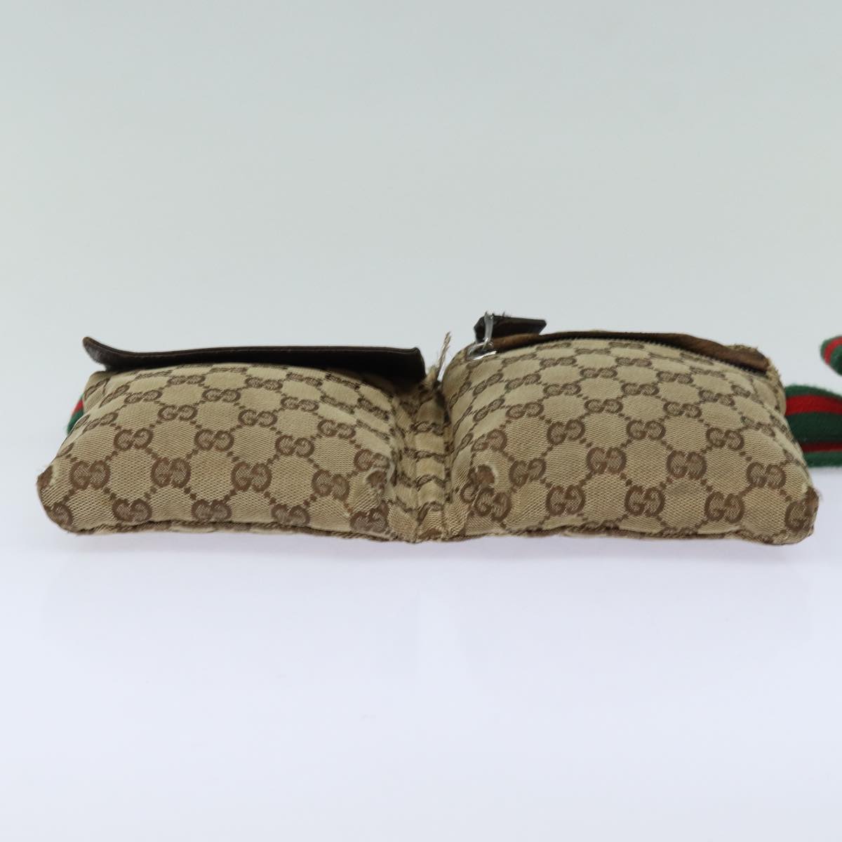 GUCCI GG Canvas Web Sherry Line Waist bag Beige 28566 Auth mr366