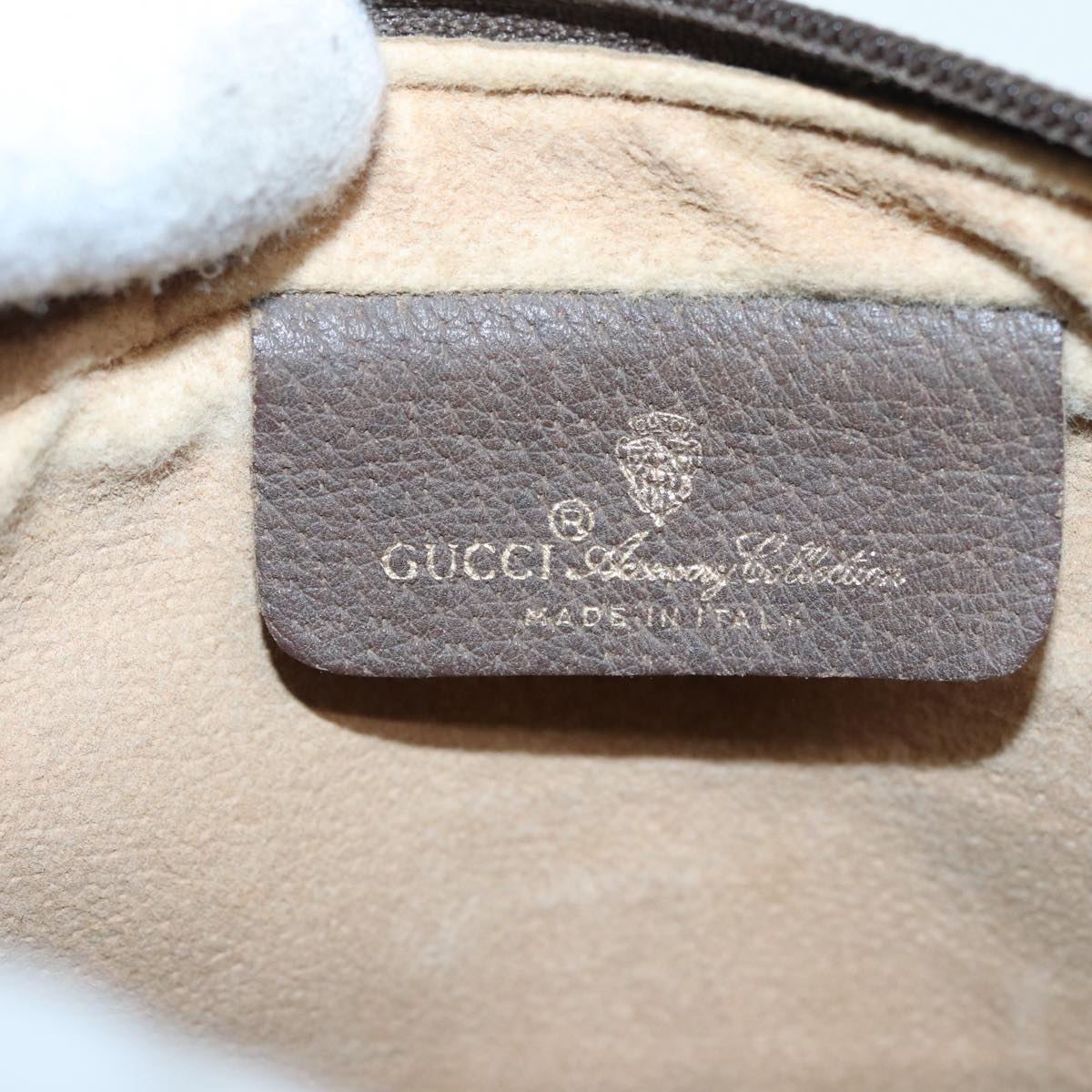 GUCCI GG Supreme Web Sherry Line Clutch Bag PVC Beige Auth mr369