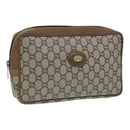 GUCCI GG Plus Supreme Clutch Bag PVC Beige Auth mr376-1
