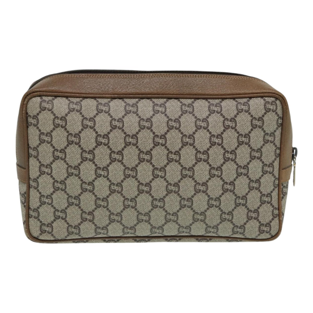 GUCCI GG Plus Supreme Clutch Bag PVC Beige Auth mr376