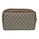 GUCCI GG Plus Supreme Clutch Bag PVC Beige Auth mr376-2