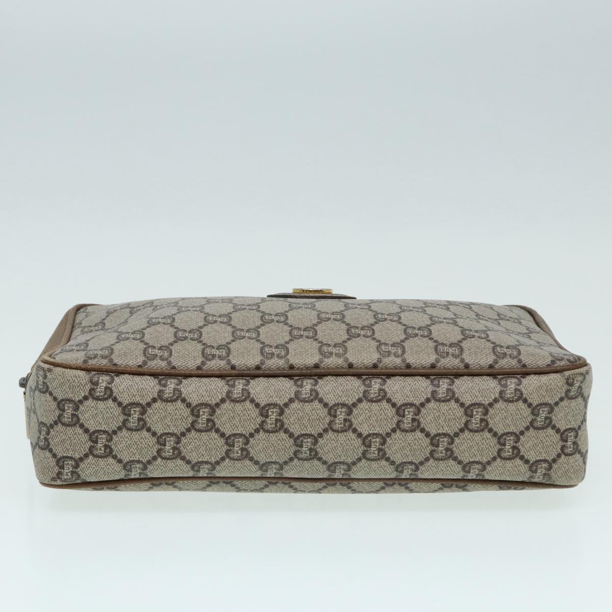 GUCCI GG Plus Supreme Clutch Bag PVC Beige Auth mr376