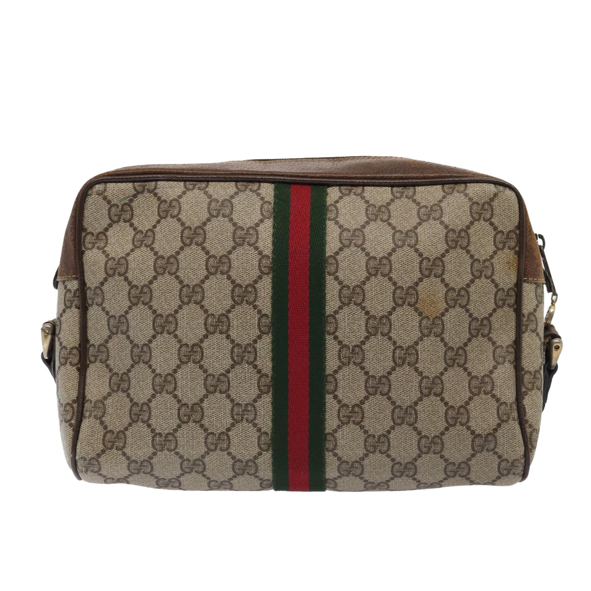 GUCCI GG Supreme Web Sherry Line Shoulder Bag PVC Beige 001 4071 5 Auth mr377