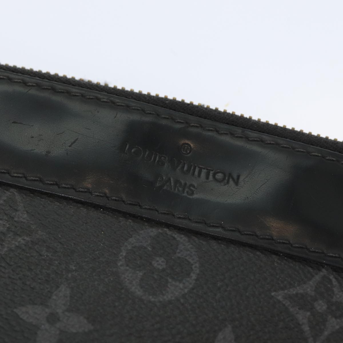 LOUIS VUITTON Monogram Eclipse Pochette Discovery Clutch Bag M62291 Auth mr391