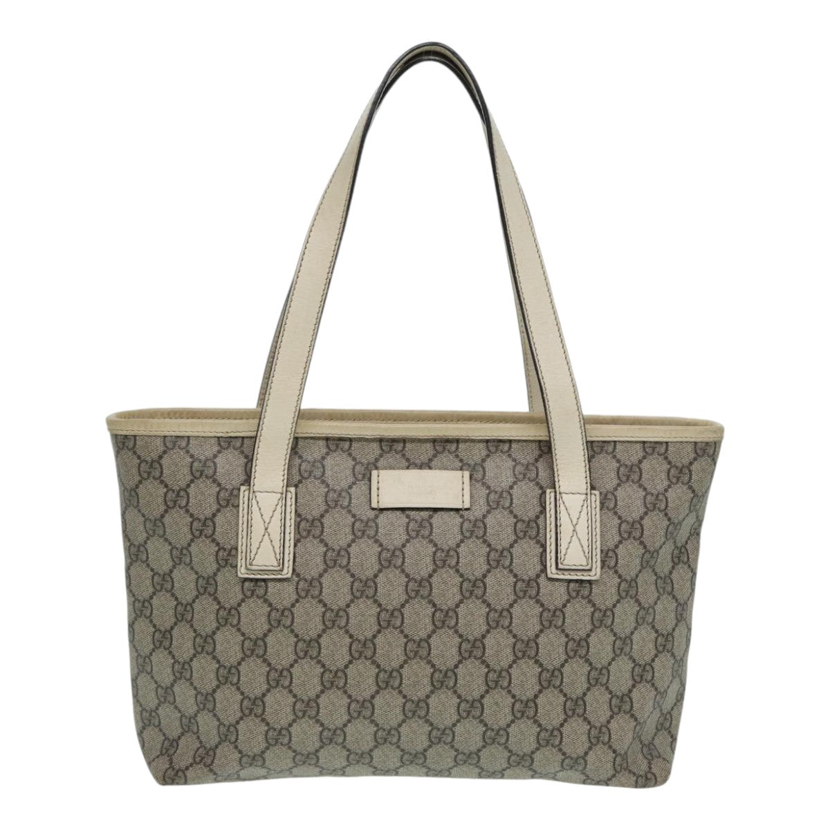 GUCCI GG Supreme Hand Bag PVC Leather Beige 211138 Auth mr392 - 0