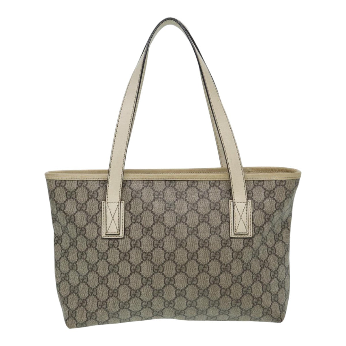 GUCCI GG Supreme Hand Bag PVC Leather Beige 211138 Auth mr392