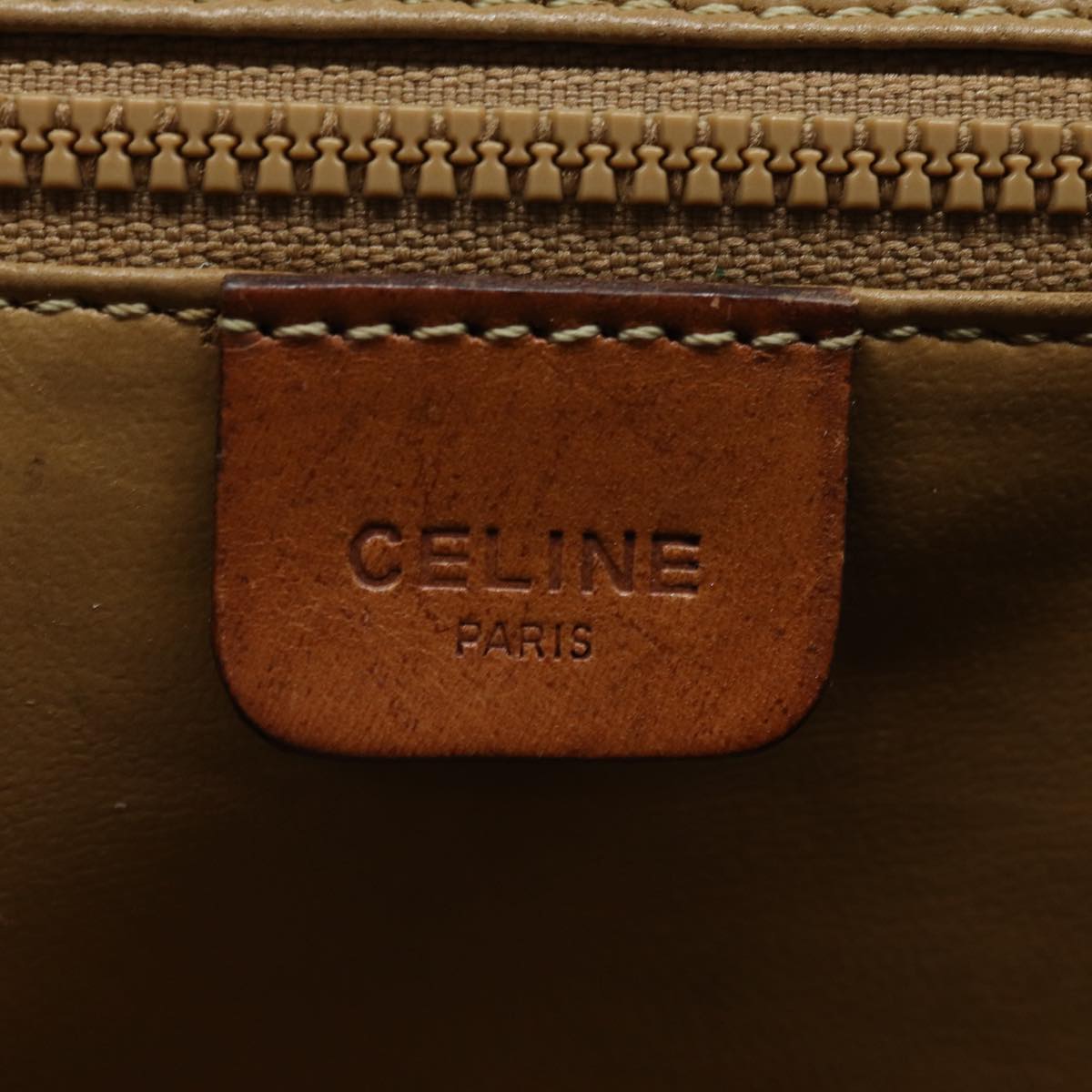 CELINE Macadam Canvas Shoulder Bag PVC Leather Brown Auth mr393