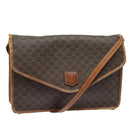 CELINE Macadam Canvas Shoulder Bag PVC Leather Brown Auth mr393-1