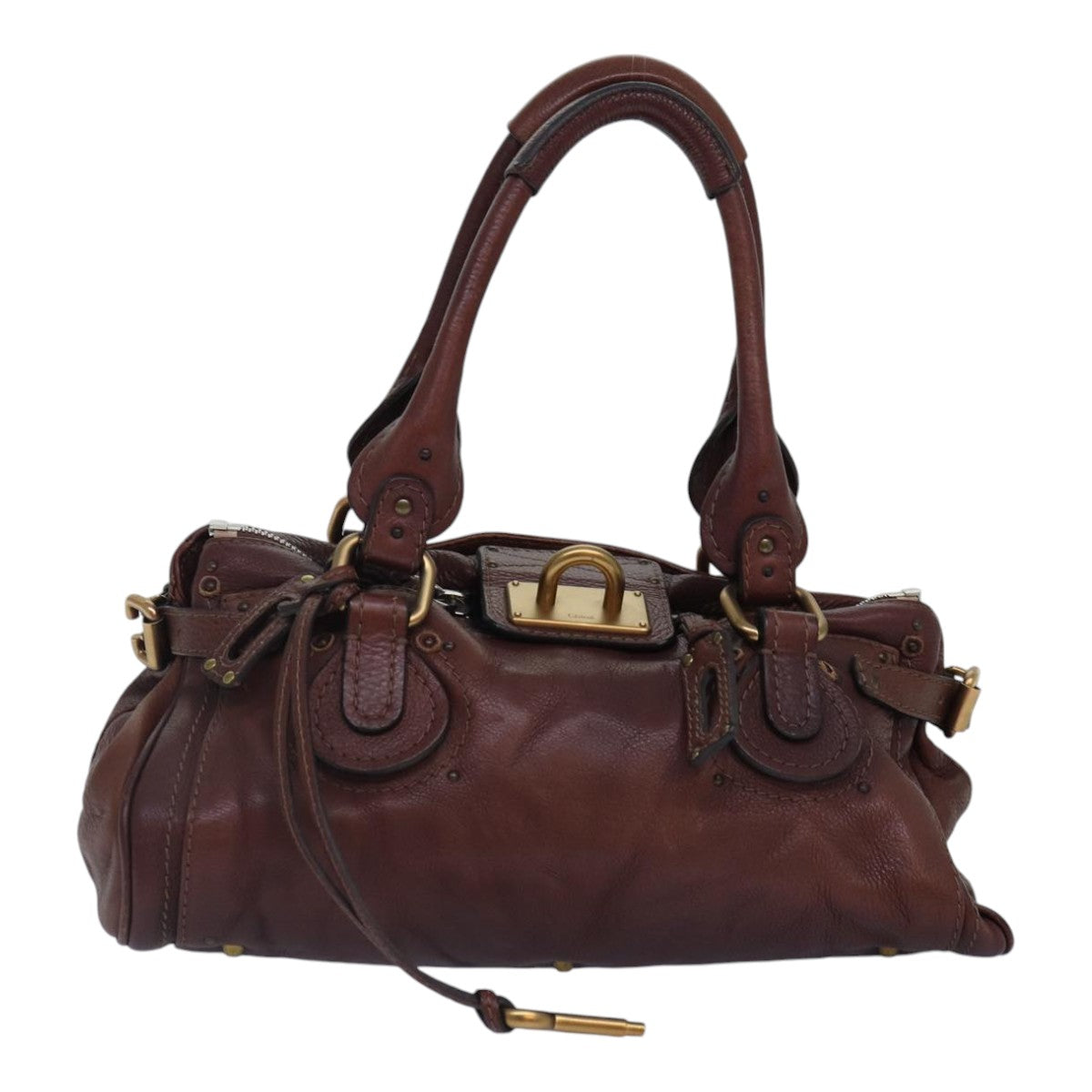 Chloe Paddington Hand Bag Leather Brown Gold Silver Auth mr401 - 0