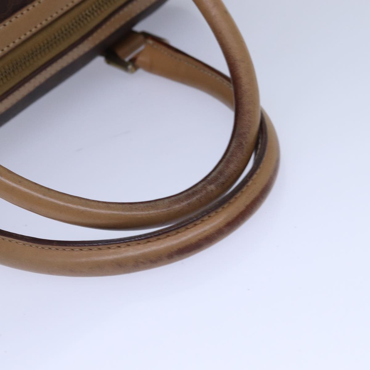 CELINE Macadam Canvas Hand Bag PVC Leather Brown Gold Auth mr404