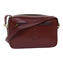 CARTIER Must Line Shoulder Bag Leather Bordeaux Gold Auth mr425-1