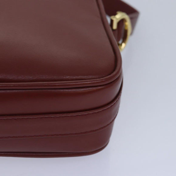 CARTIER Must Line Shoulder Bag Leather Bordeaux Gold Auth mr425