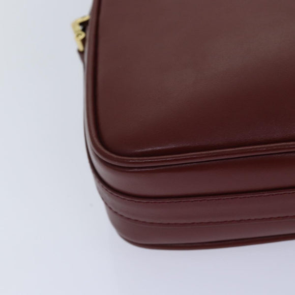 CARTIER Must Line Shoulder Bag Leather Bordeaux Gold Auth mr425