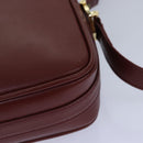 CARTIER Must Line Shoulder Bag Leather Bordeaux Gold Auth mr425-16