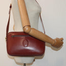 CARTIER Must Line Shoulder Bag Leather Bordeaux Gold Auth mr425-21