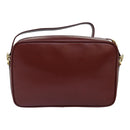 CARTIER Must Line Shoulder Bag Leather Bordeaux Gold Auth mr425-2