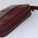 CARTIER Must Line Shoulder Bag Leather Bordeaux Gold Auth mr425-6