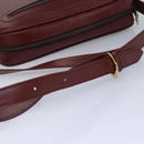 CARTIER Must Line Shoulder Bag Leather Bordeaux Gold Auth mr425-7