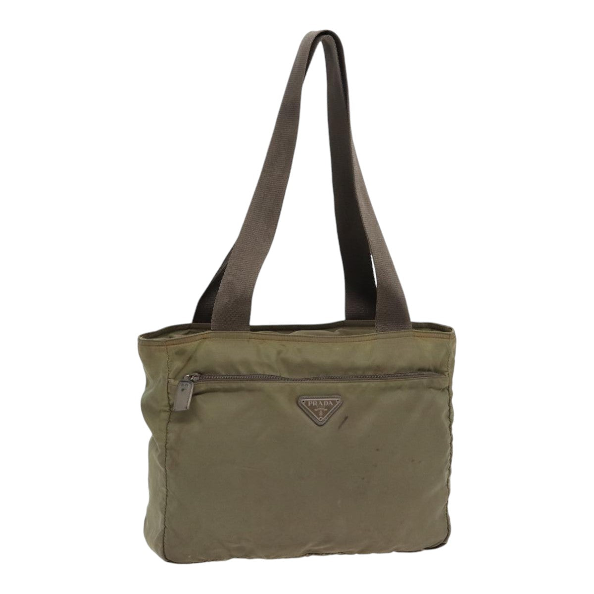 PRADA Tote Bag Nylon Khaki Auth mr430