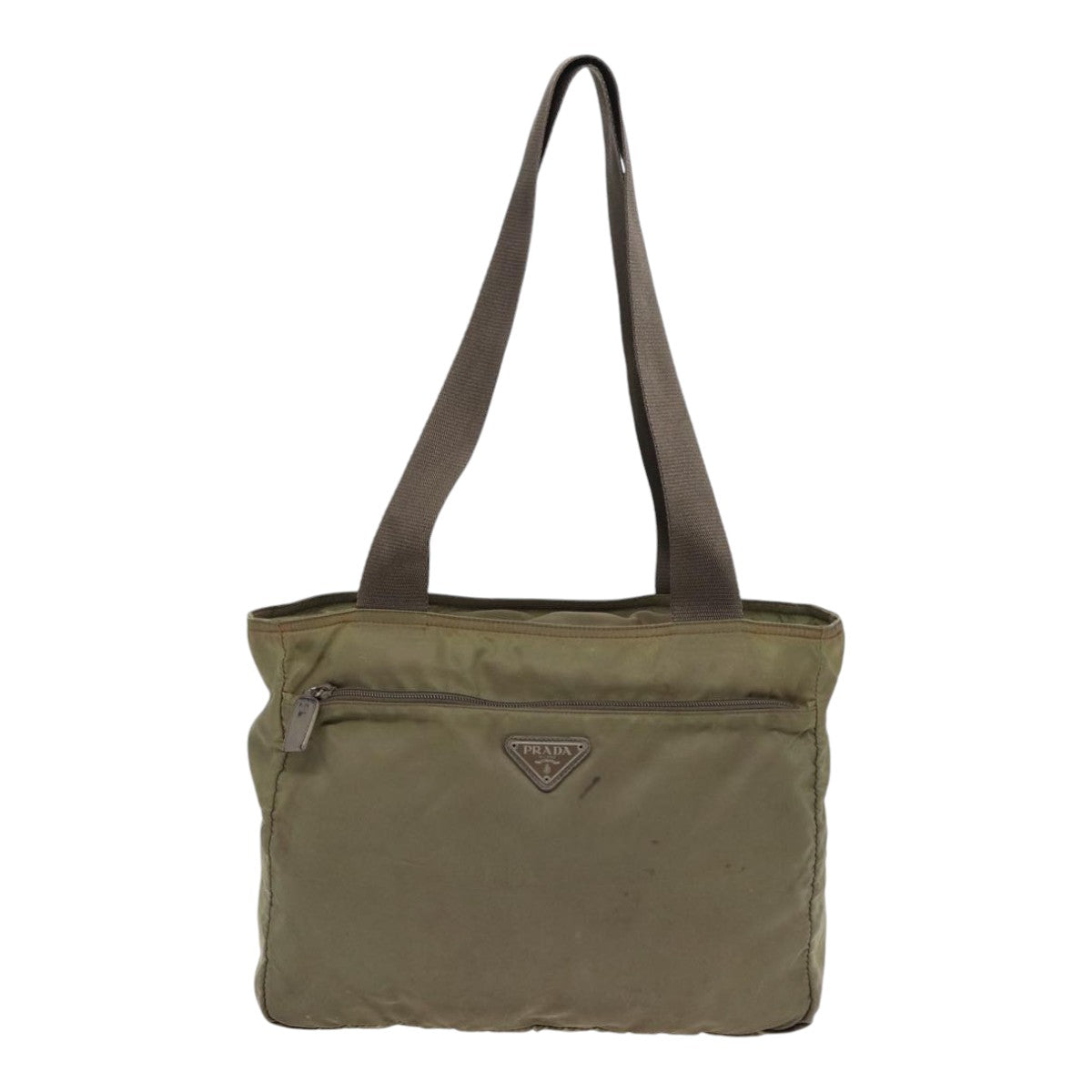 PRADA Tote Bag Nylon Khaki Auth mr430