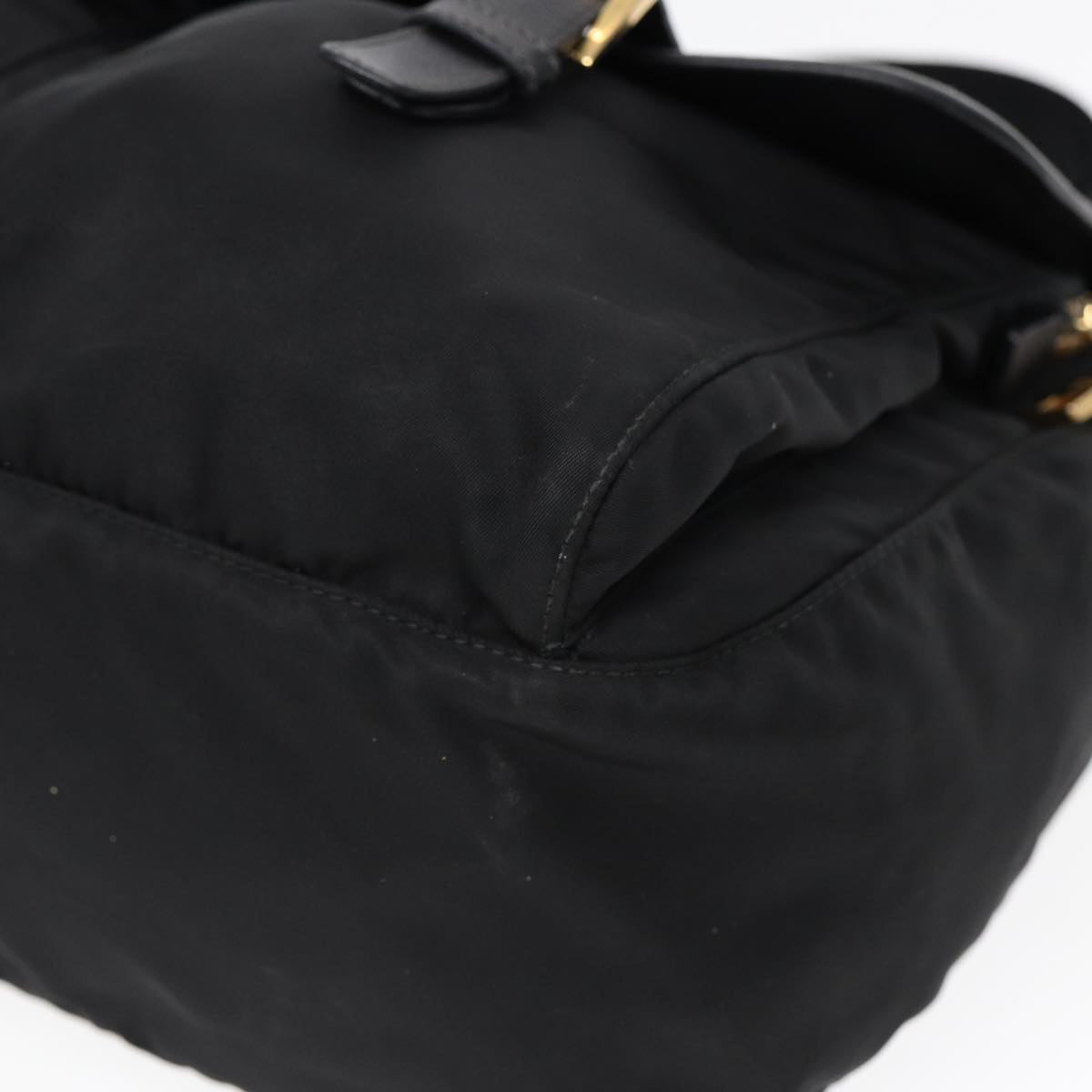 PRADA Shoulder Bag Nylon Black Gold Auth mr431