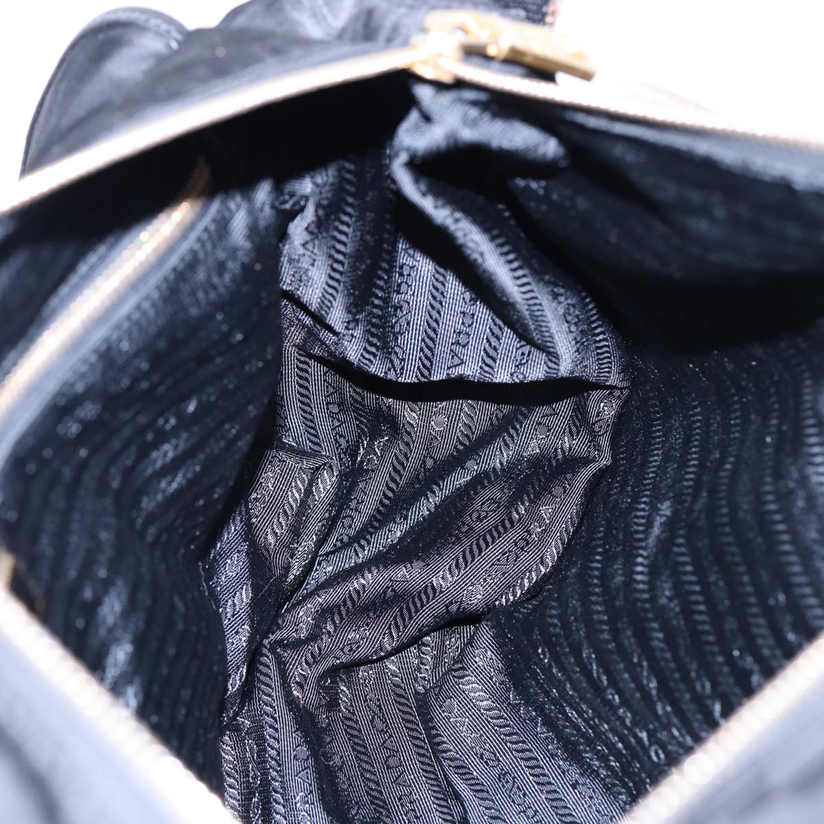 PRADA Shoulder Bag Nylon Black Gold Auth mr431