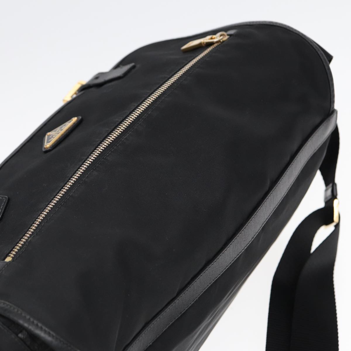 PRADA Shoulder Bag Nylon Black Gold Auth mr431