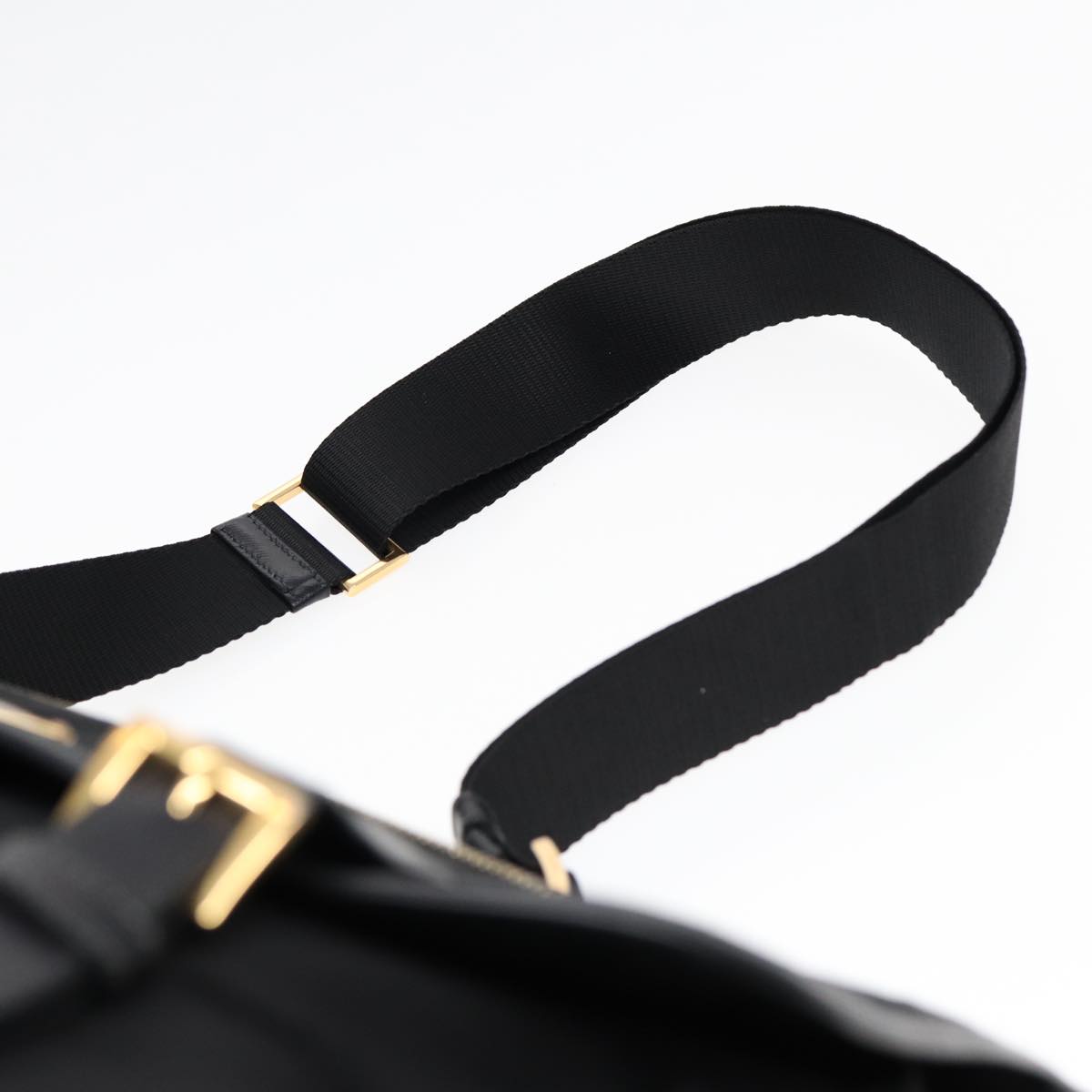 PRADA Shoulder Bag Nylon Black Gold Auth mr431