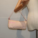 PRADA Sports Accessory Pouch Canvas Pink Silver Auth mr441-21