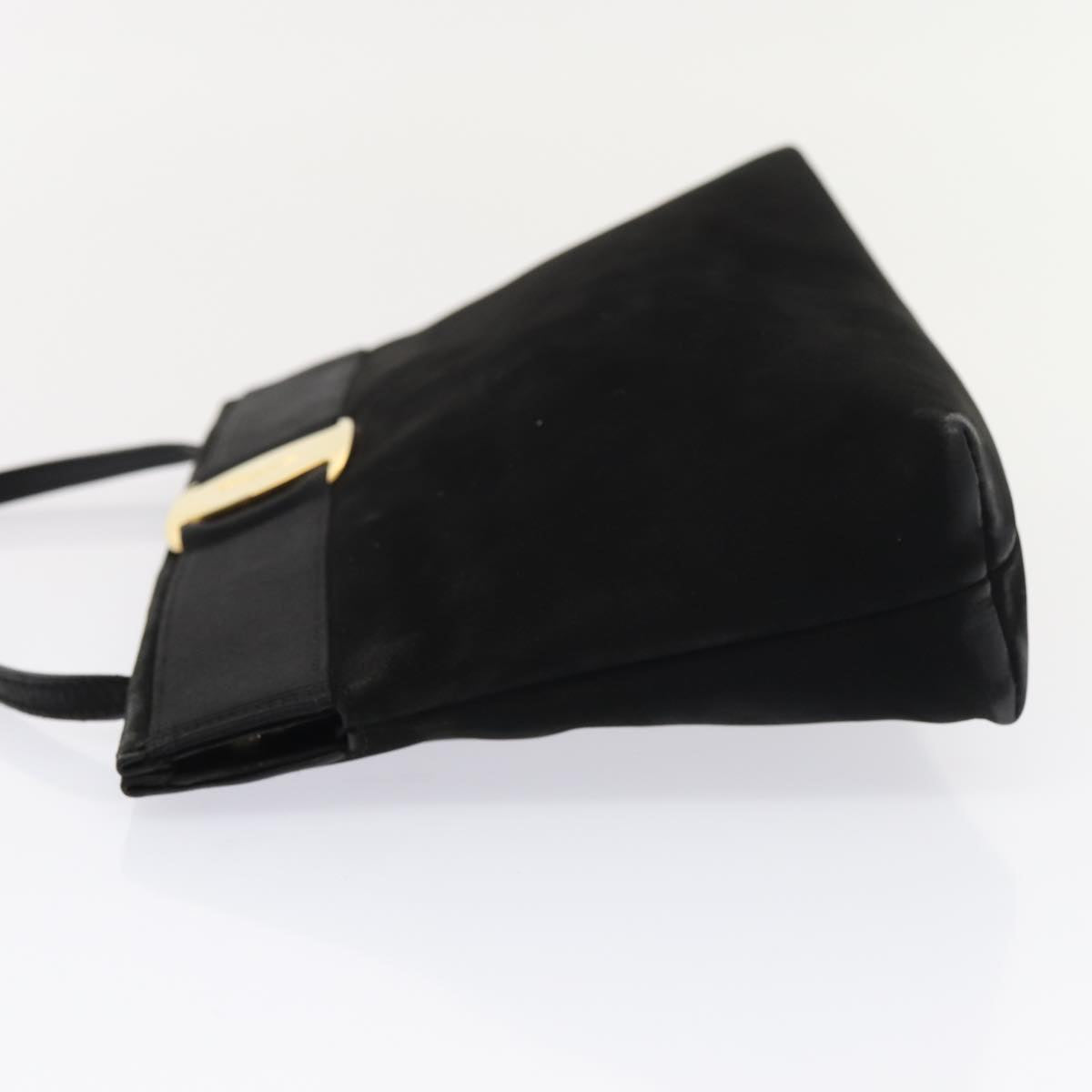 Salvatore Ferragamo Shoulder Bag Suede Leather Black Gold Auth mr442