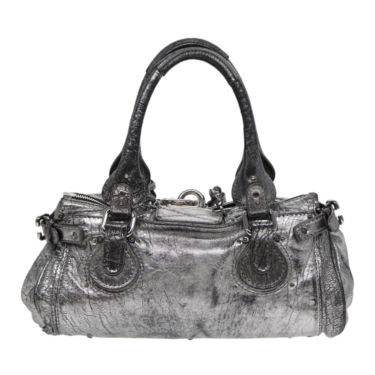 Chloe Paddington Hand Bag Leather Silver Auth mr447 - 0